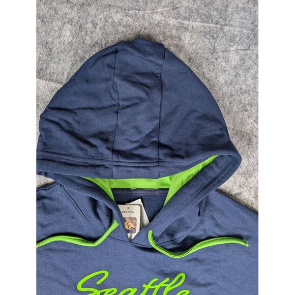 NFL Seattle Seahawks Women's Blue and Neon Green Hoodie Sweatshirt - Picture 6 of 10